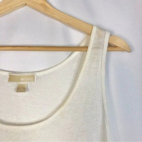 MICHAEL Michael Kors Ivory White Linen Scoop Neck Tank Top L - Picture 3 of 5